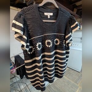 Torrid Belle Isle Black and White Crochet Sweater